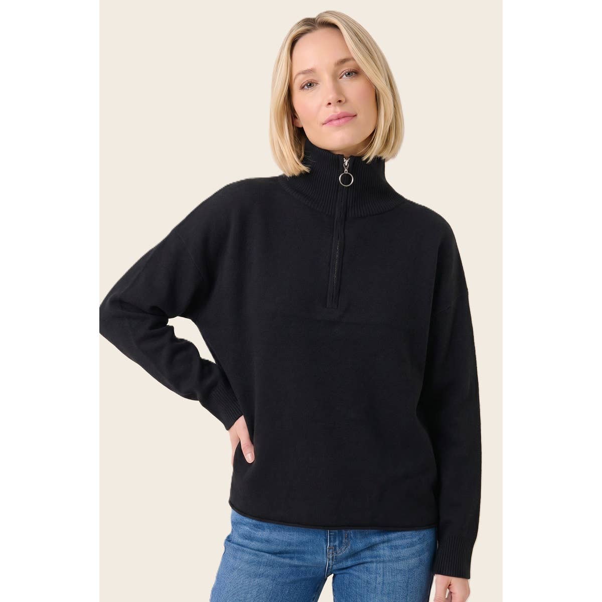 Mock Mockneck Zip Sweater