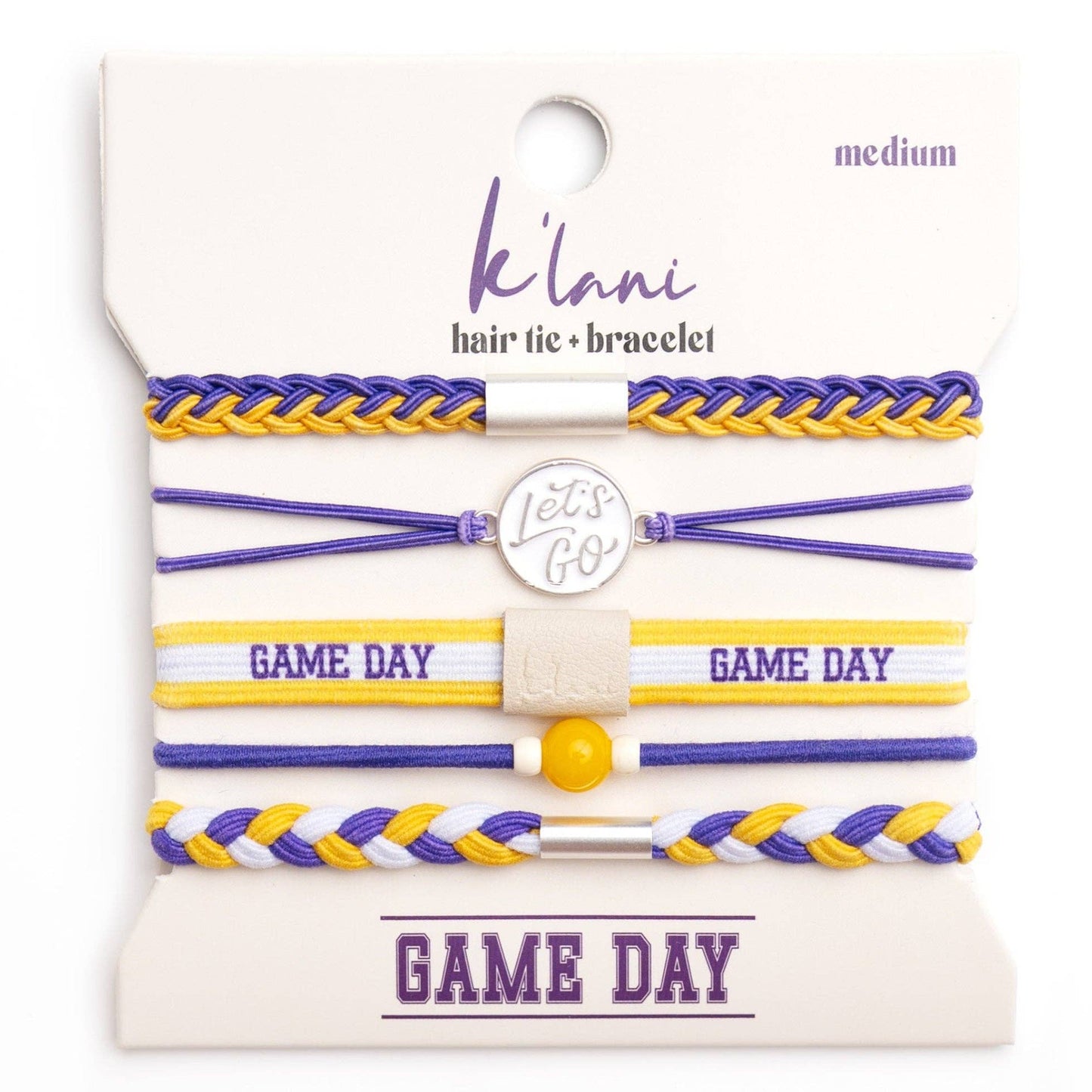 "Game Day" Purple & Yellow Hair Tie Bracelets