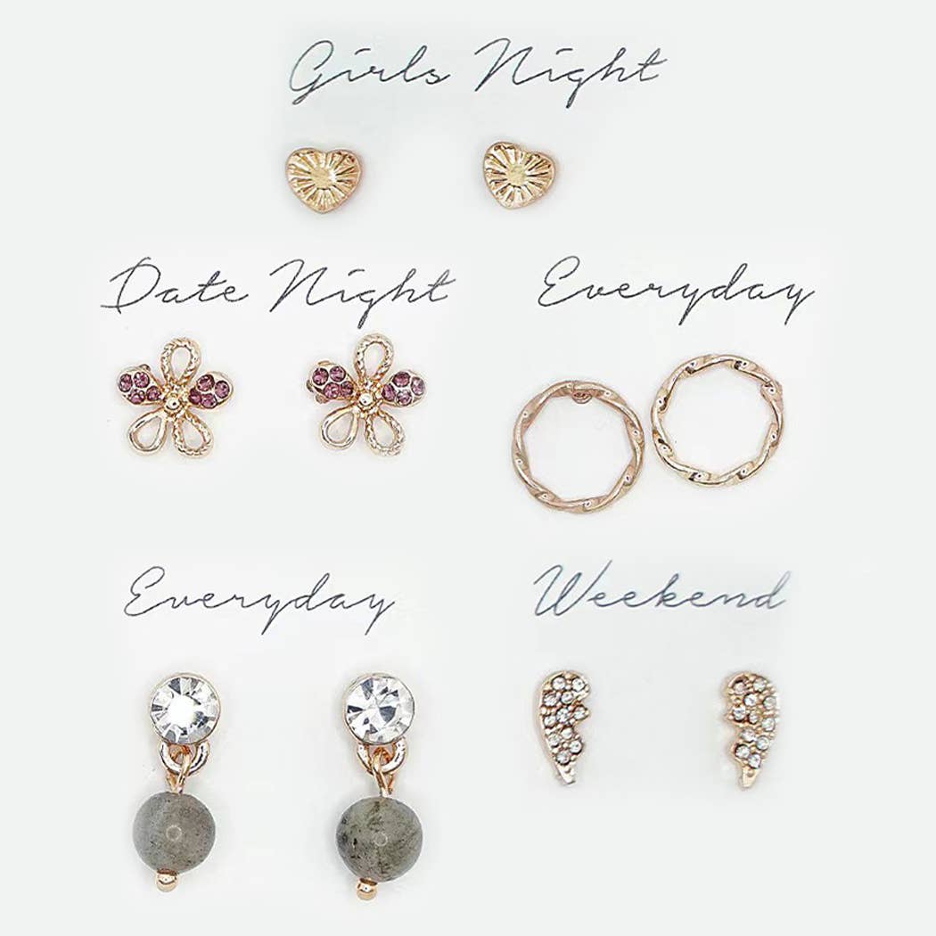 GRY Stud Earrings Set with Gift Box