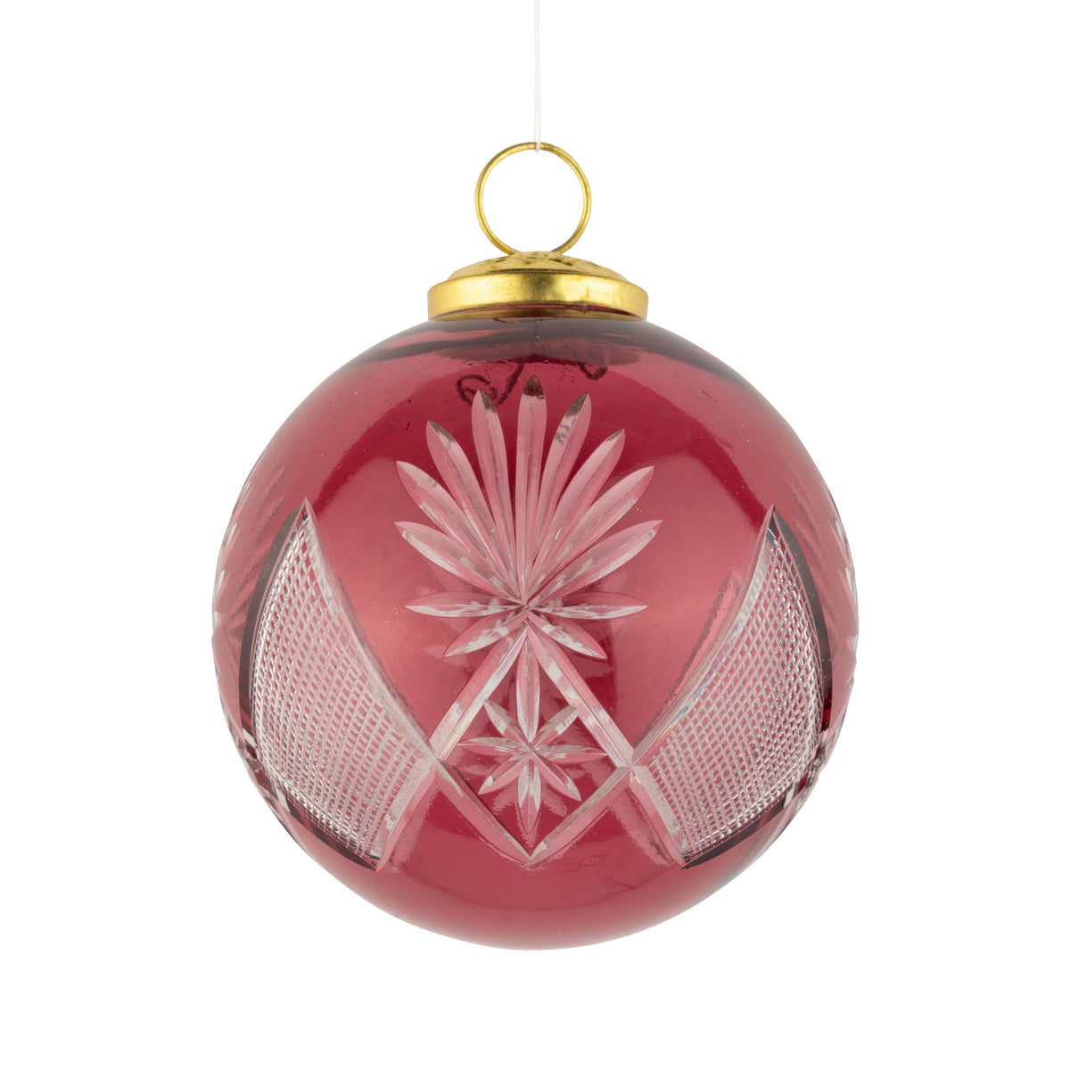 A98054:Translucent fuchsia etched glass ball orn, 4 in