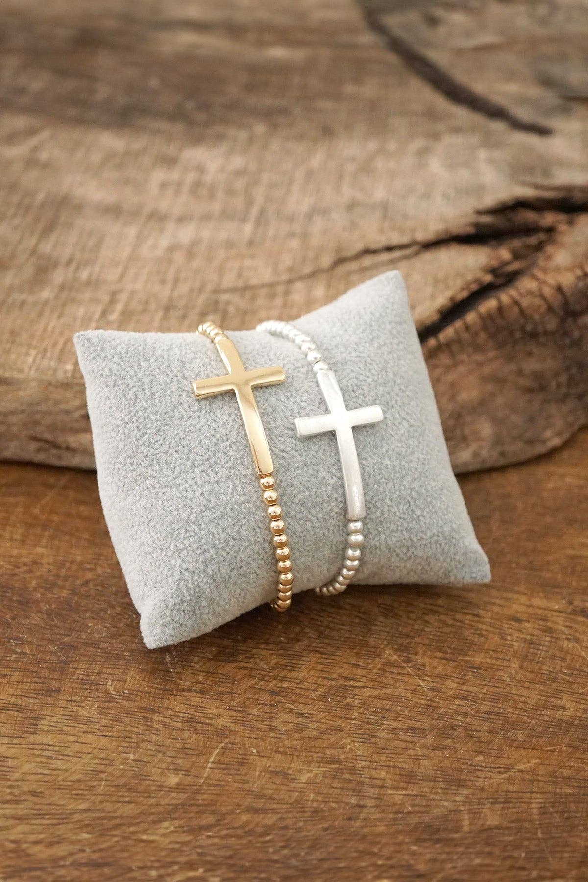 Worn Gold Cross Bracelet