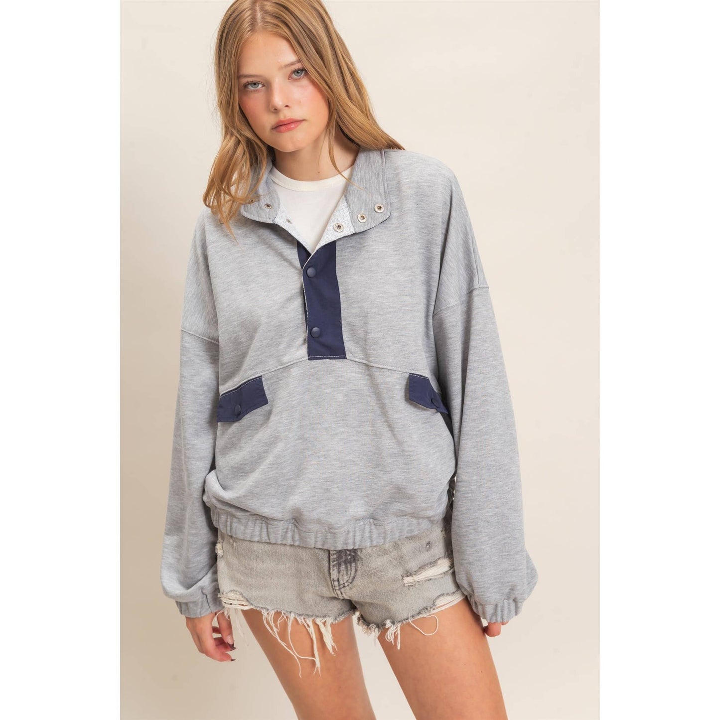 Oh Snap Contrast Pullover