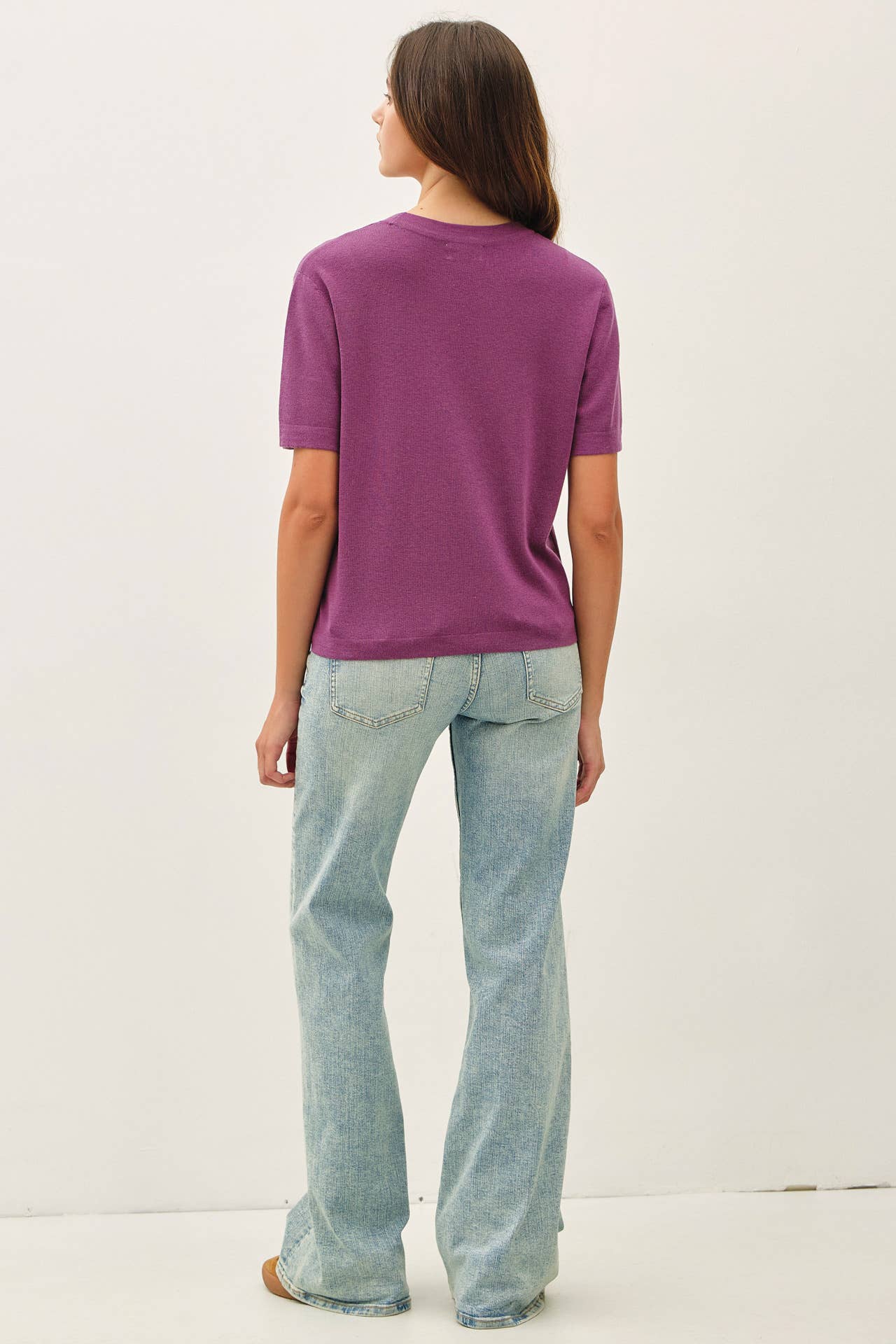 CASHMERE BLENDED SHORT SLEEVE SWEATER