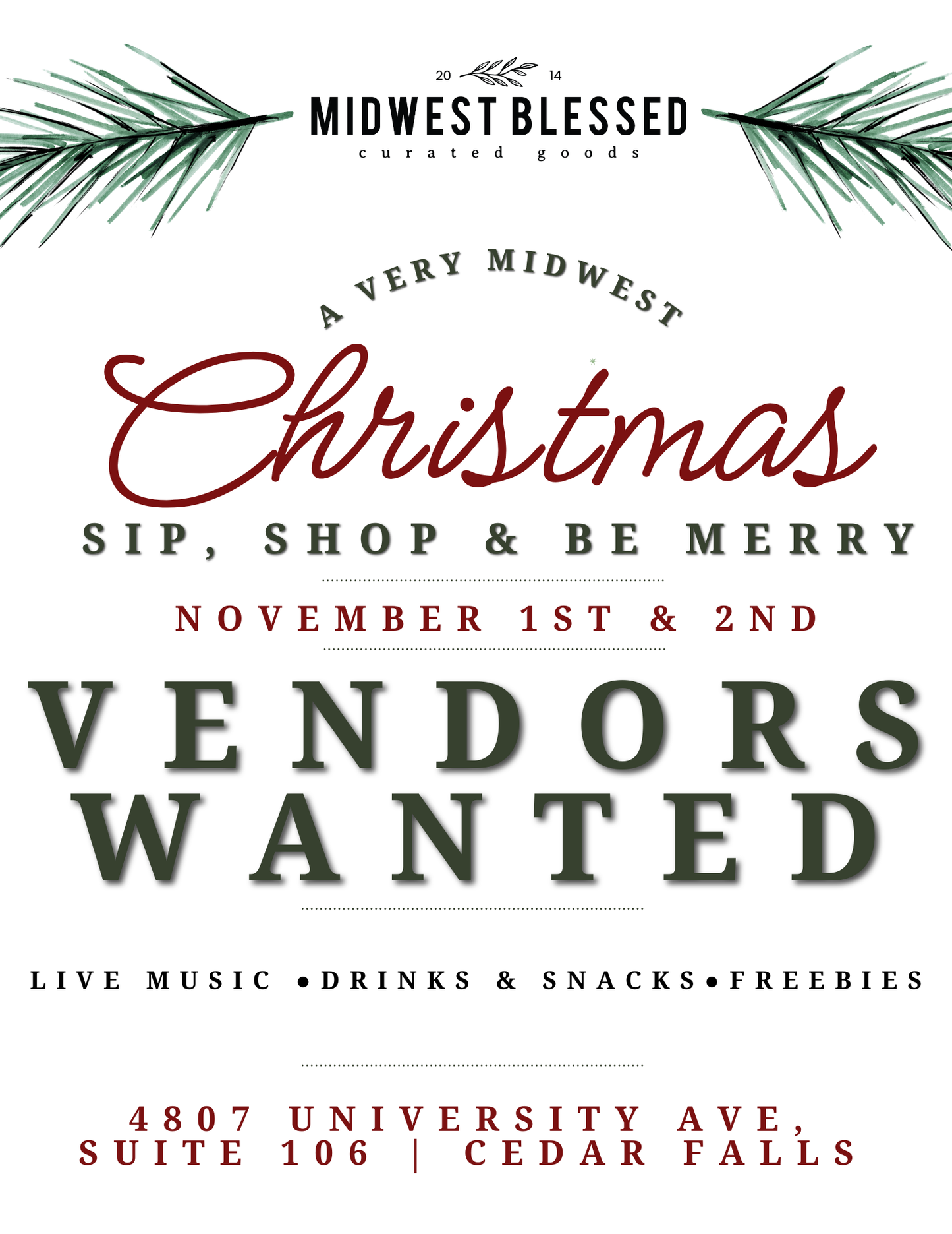 A Very Midwest Christmas Vendor Sign Up - 8X10 Booth Space