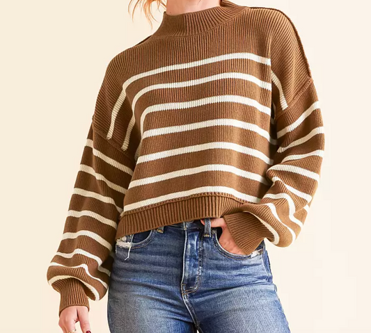 Cozy are We Striped Crop Sweater