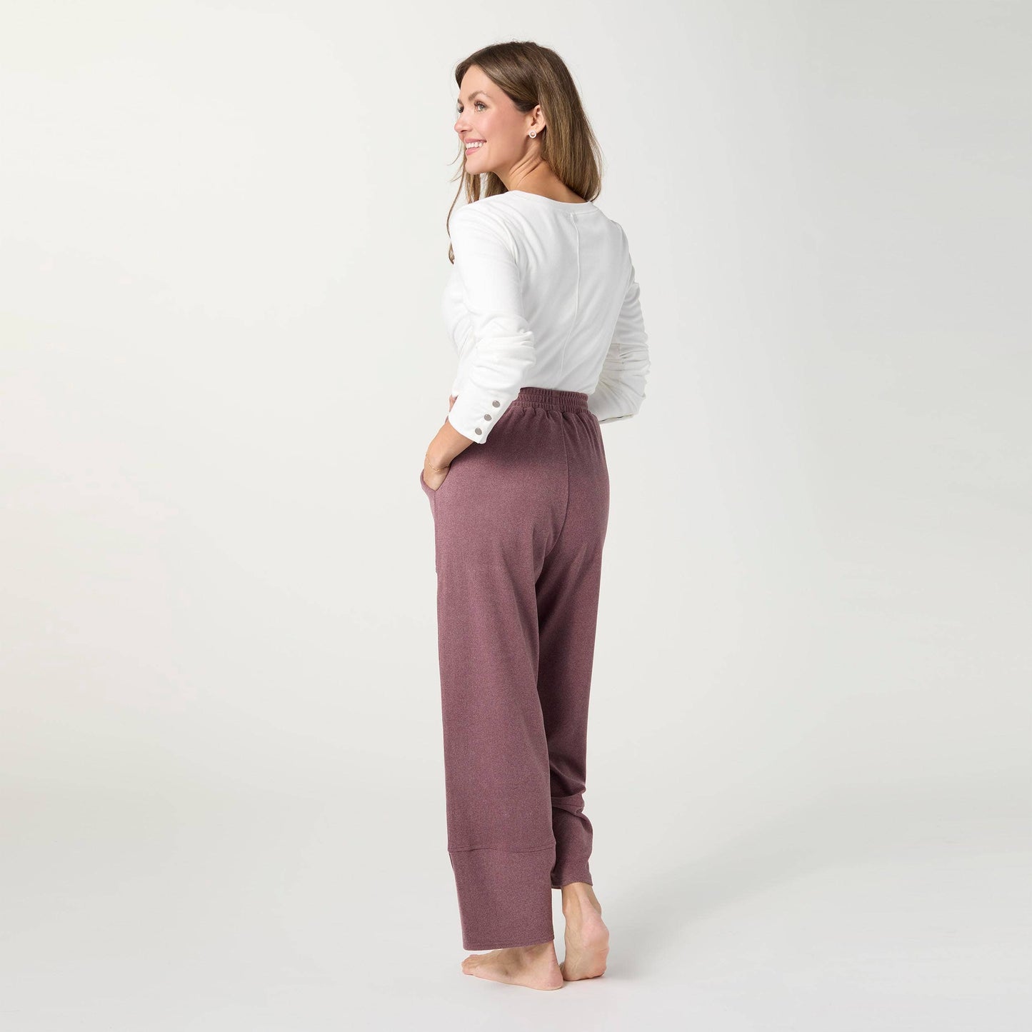 Weekend Brushed Scalloped Wide Leg Pants