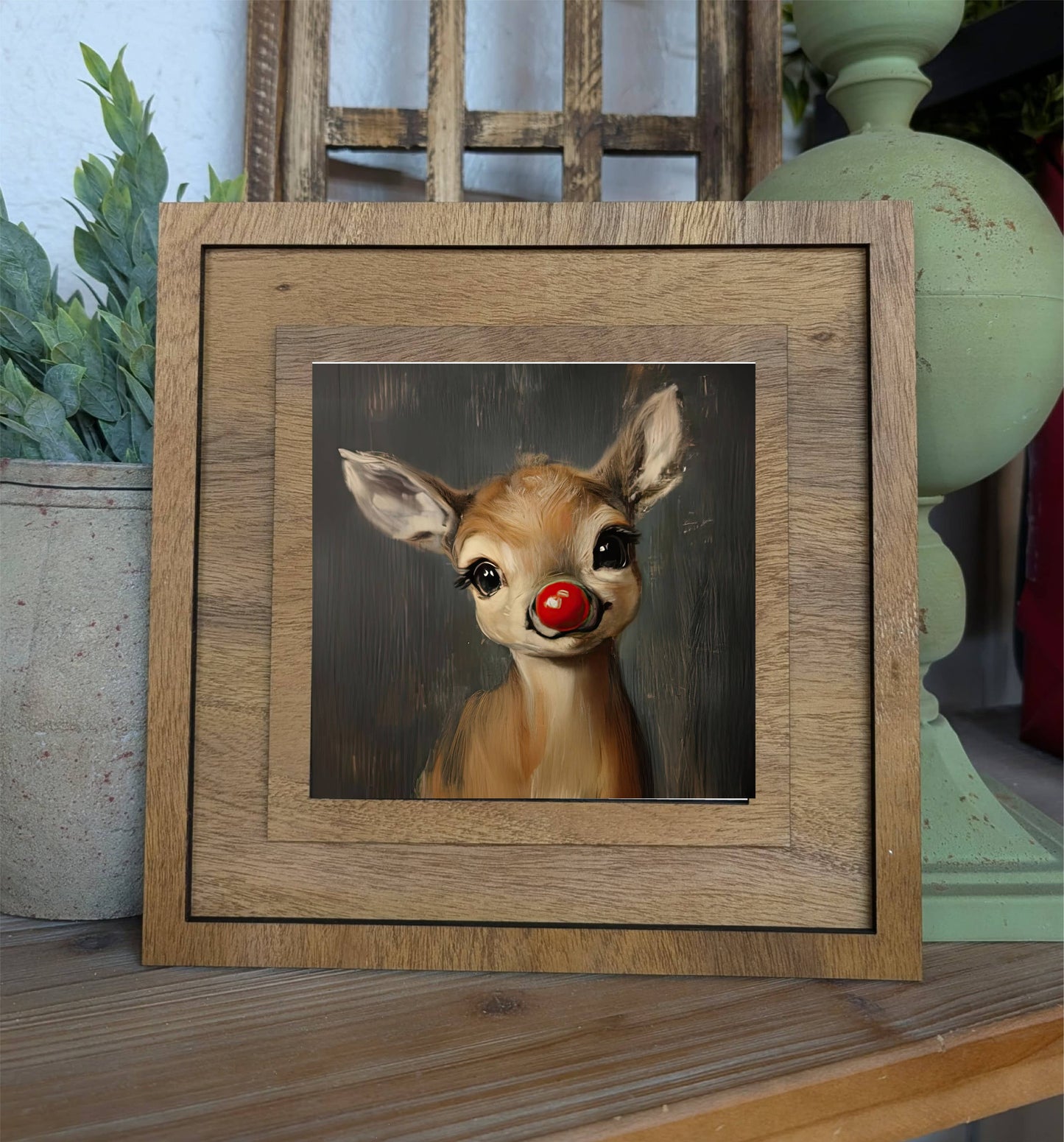 Square Framed Rudolph Canvas Art