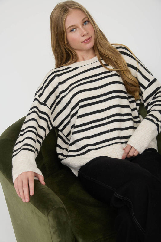 Coffee & Cream Striped Sweater