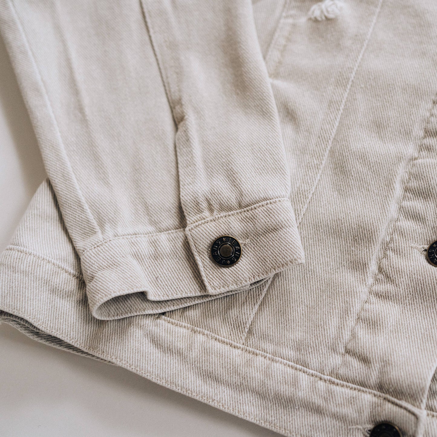 Khaki Distressed Denim Jean Jacket