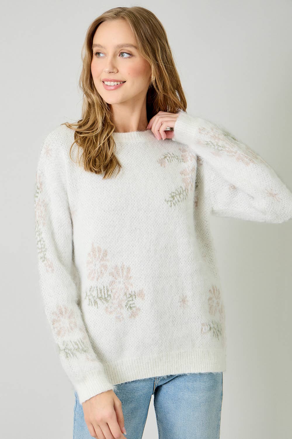 Winter Blues Floral Sweater