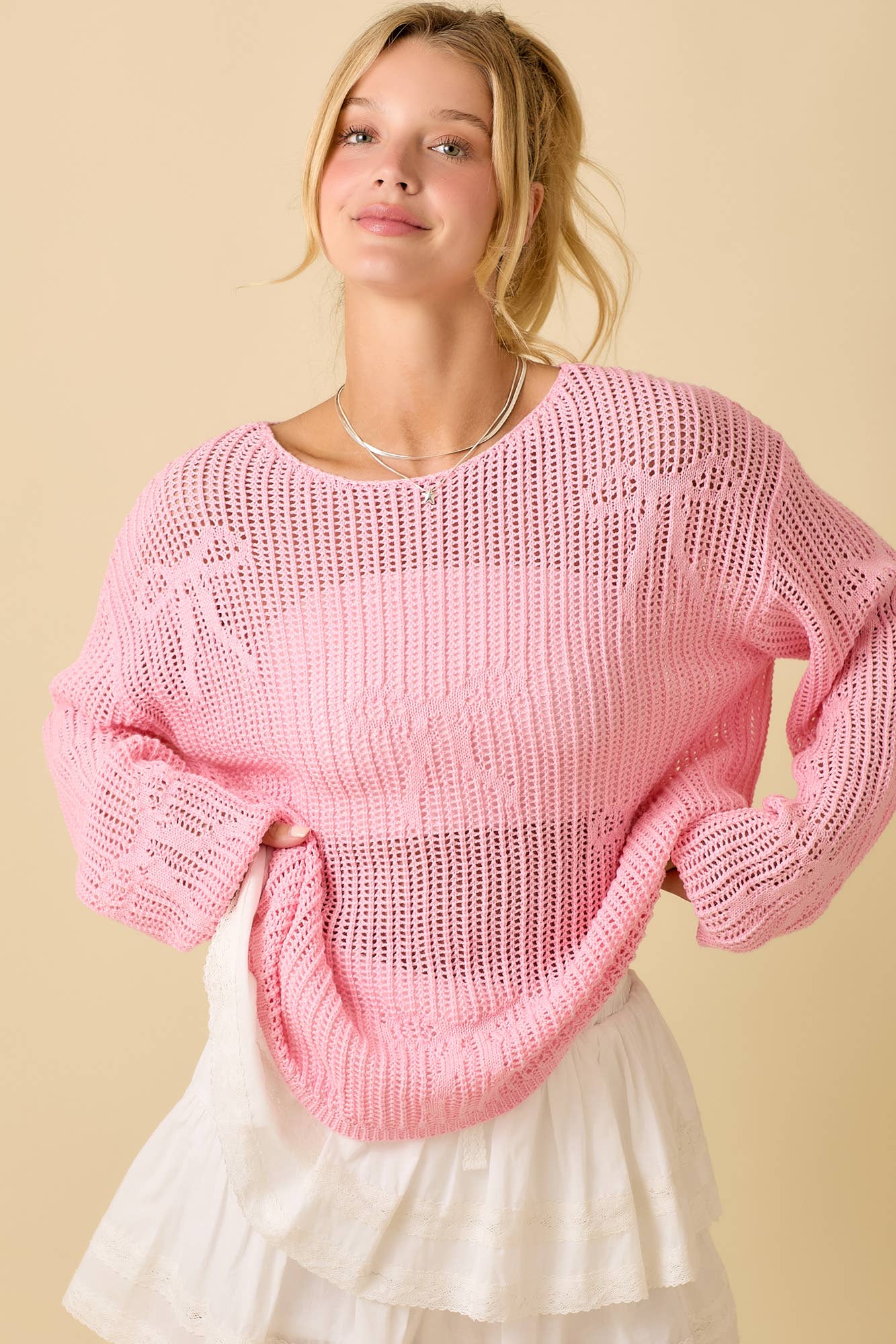 Boat Neck Crochet Bow Top