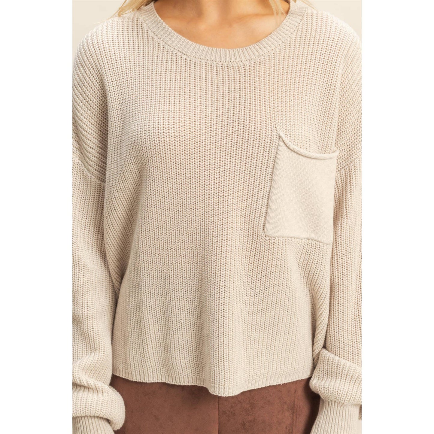 Cropped Pocket Sweater