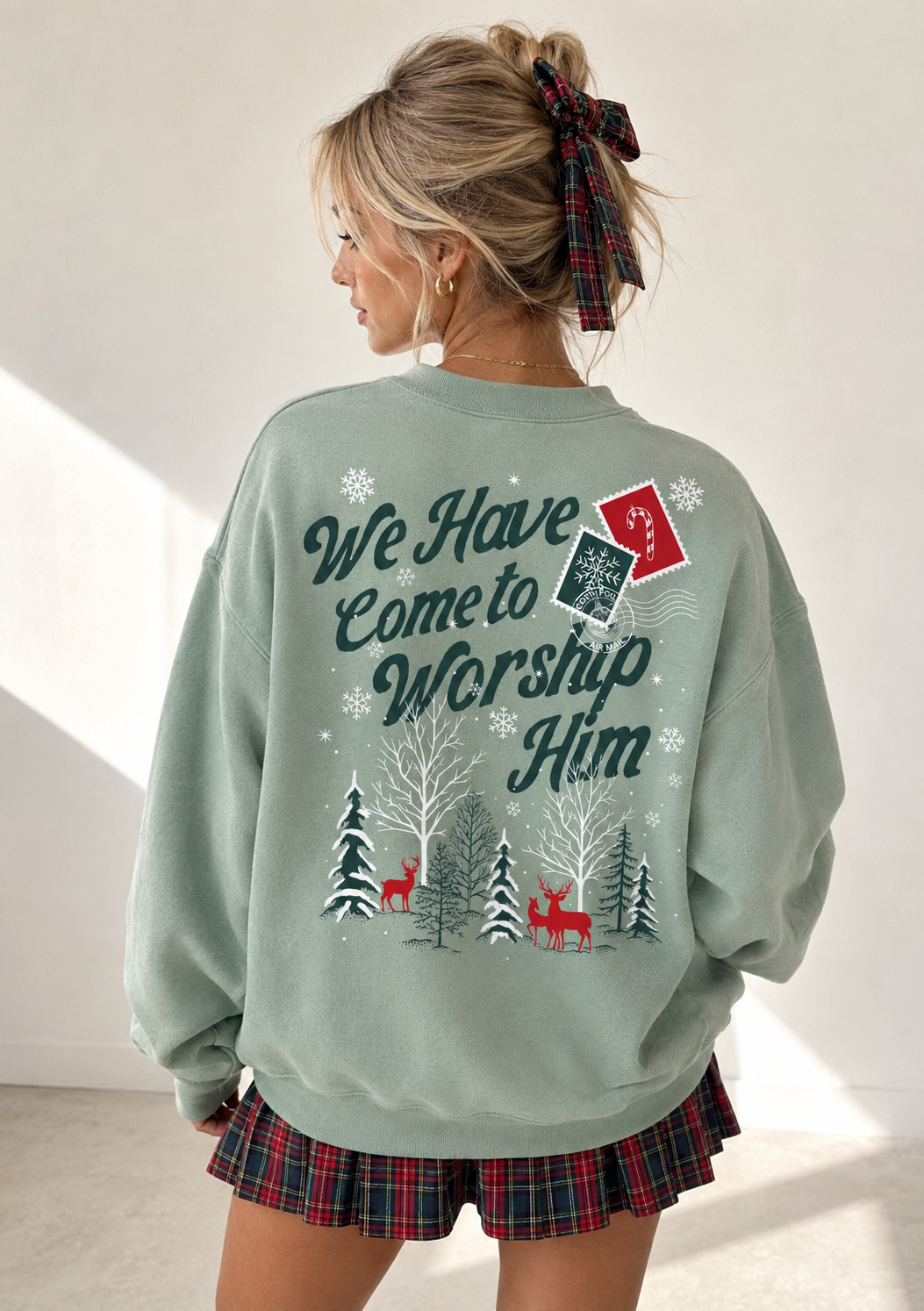 Worship North Pole Holiday Graphic Sweatshirt