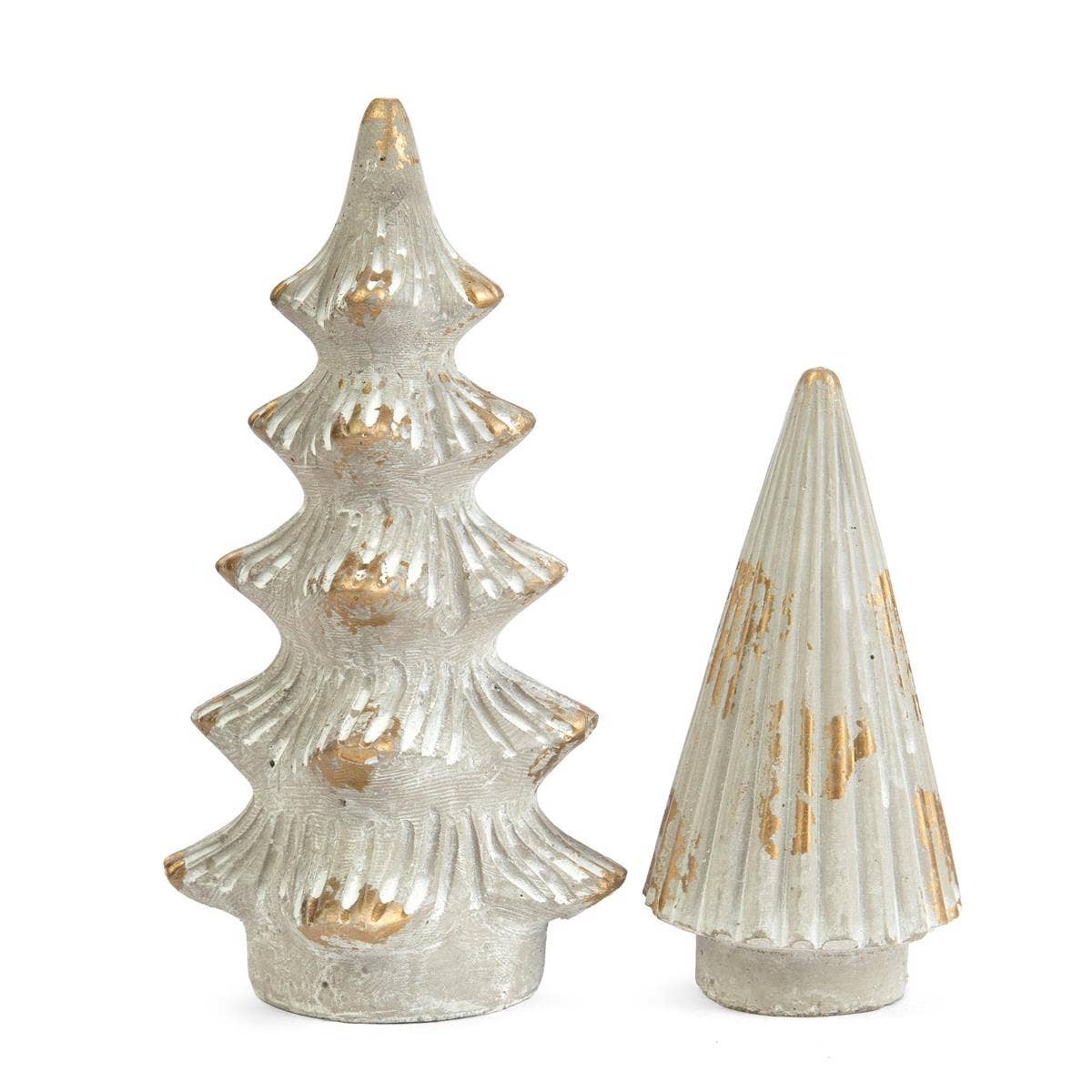 White & Gold Cement Christmas Tree Decor