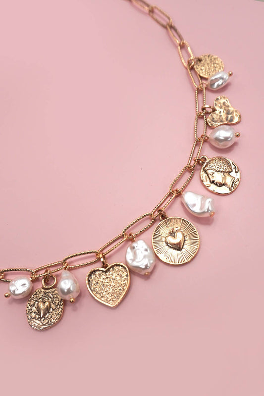 HEART PEARL COIN CHARMS | 80N91402