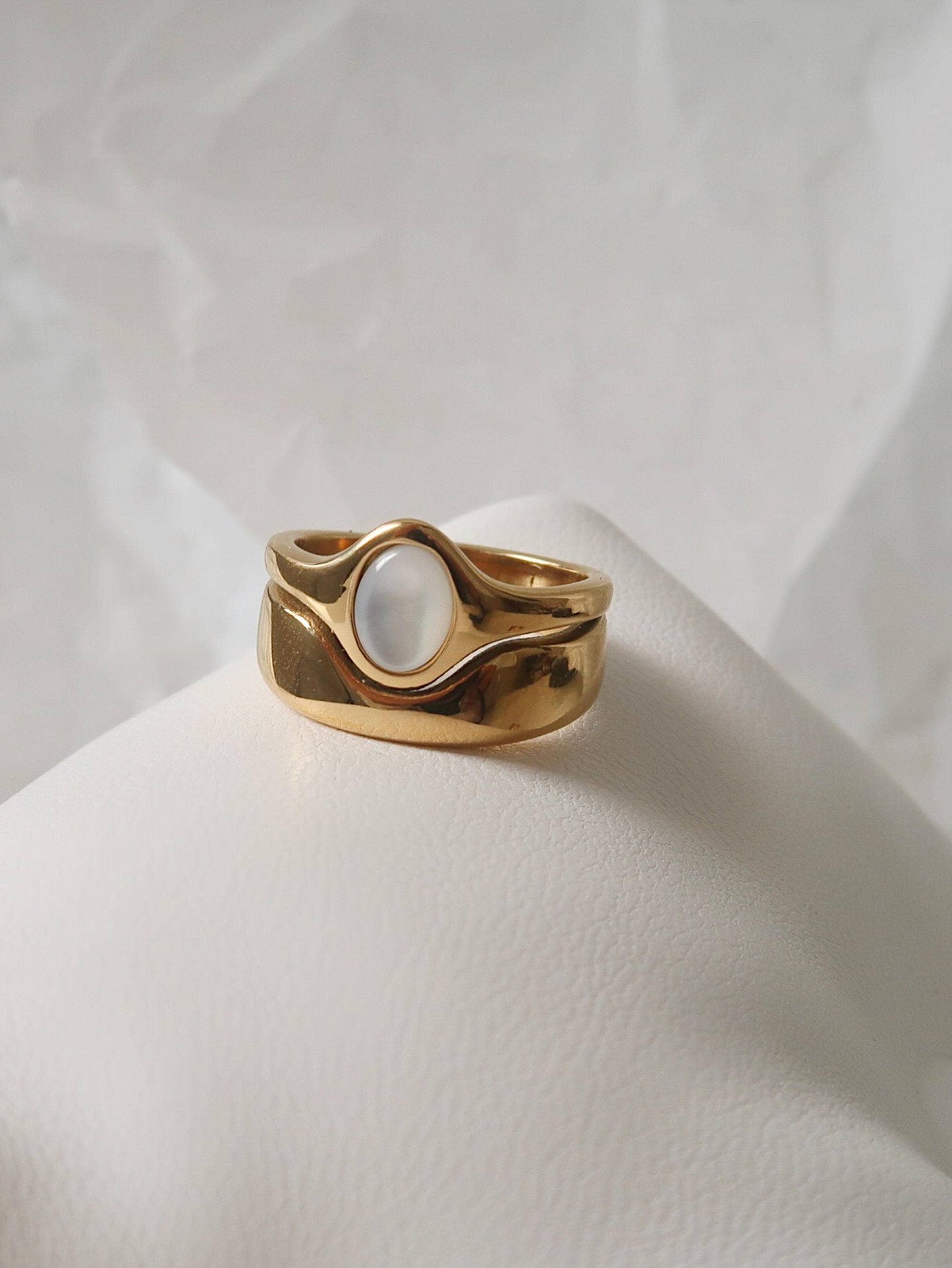 Alouette Non-Tarnish Stone Wave Ring