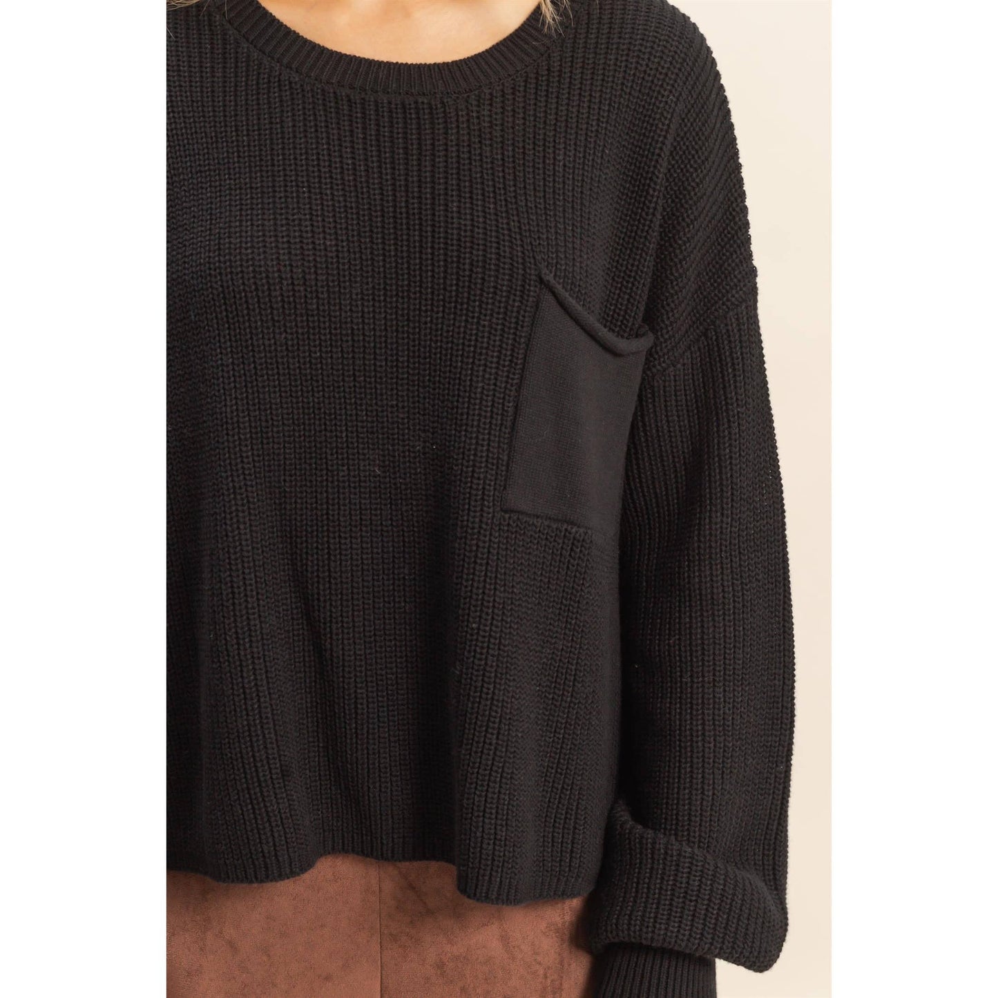 Cropped Pocket Sweater