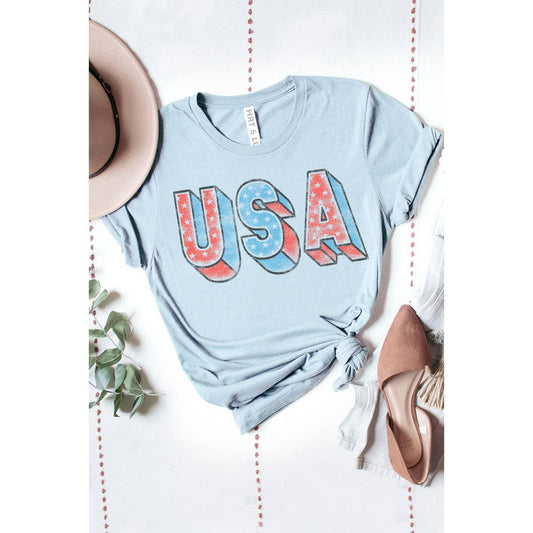 USA Block Letter Tee