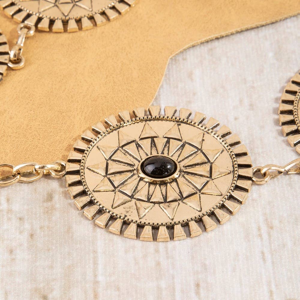 Stone Sunburst Concho Chain Belt