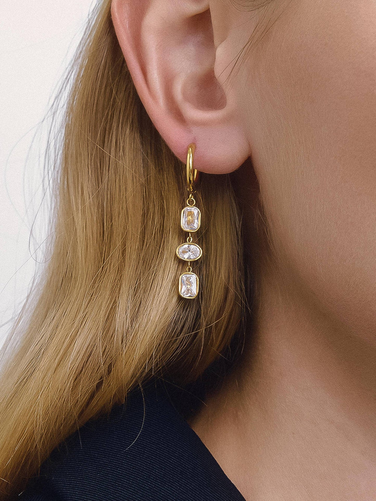 Sunniva Non-Tarnish Triple Drop Earrings