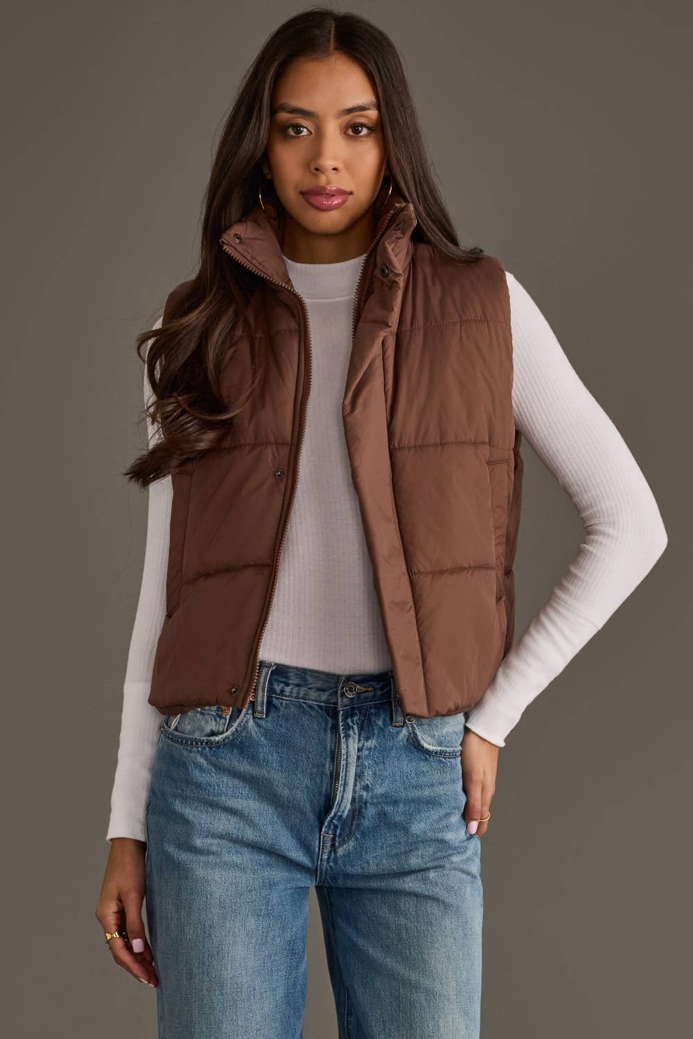 Chocolate Mid Crop Vest