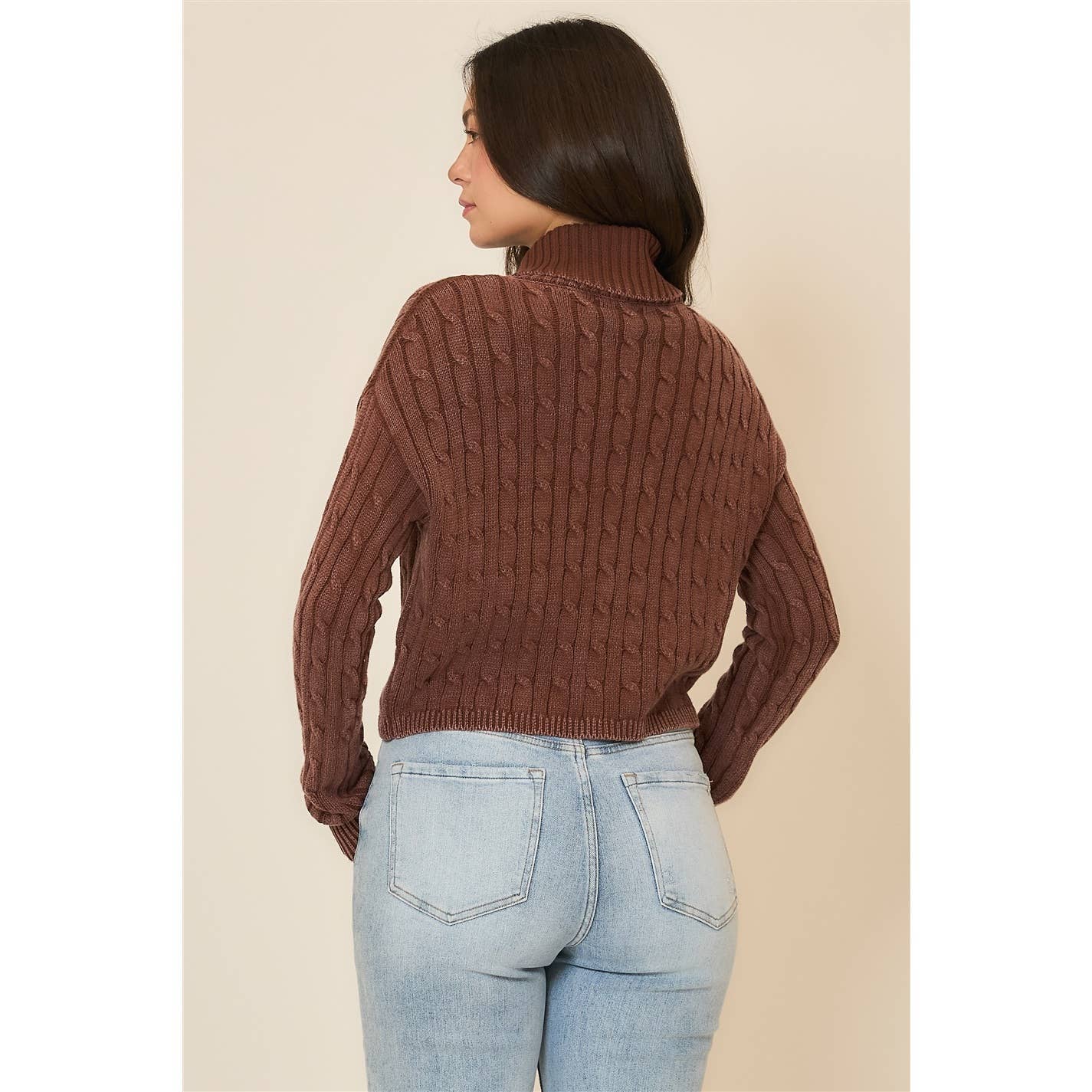 Cali Cropped Turtleneck Sweater