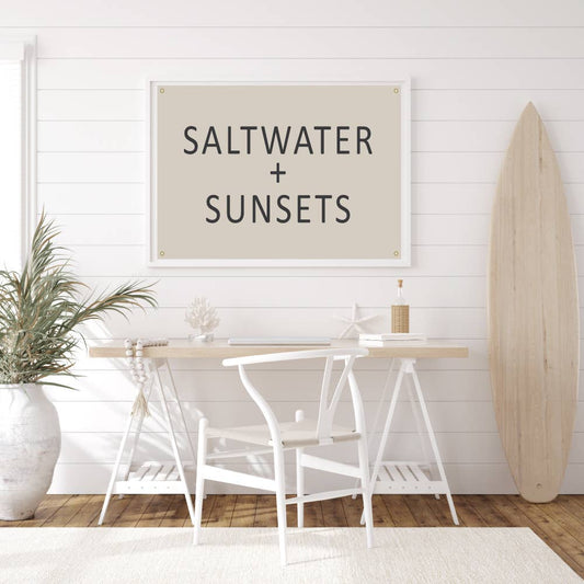 Saltwater and Sunsets, wall canvas flag