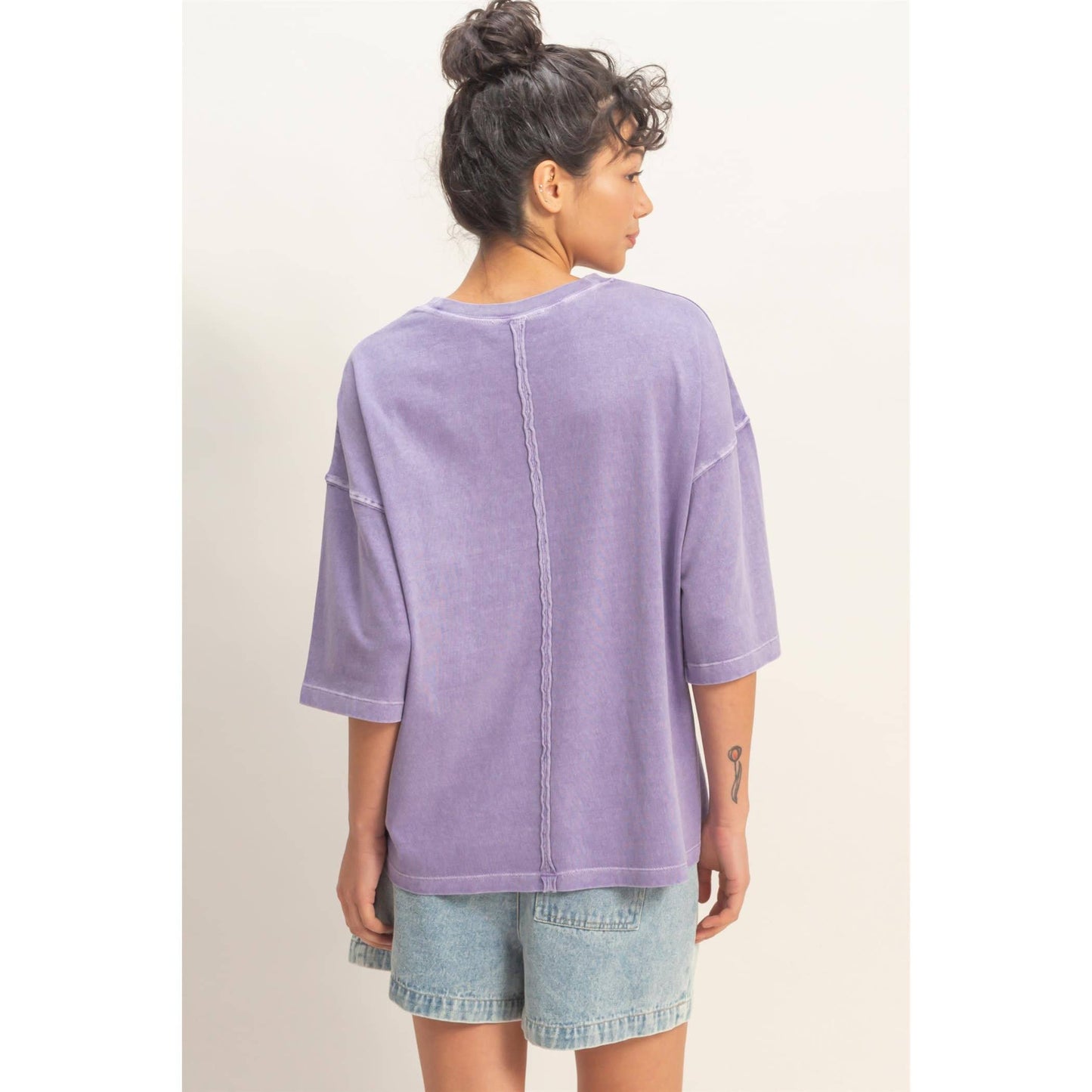 Pigment Dye Oversized Half-Sleeve T-Shirt