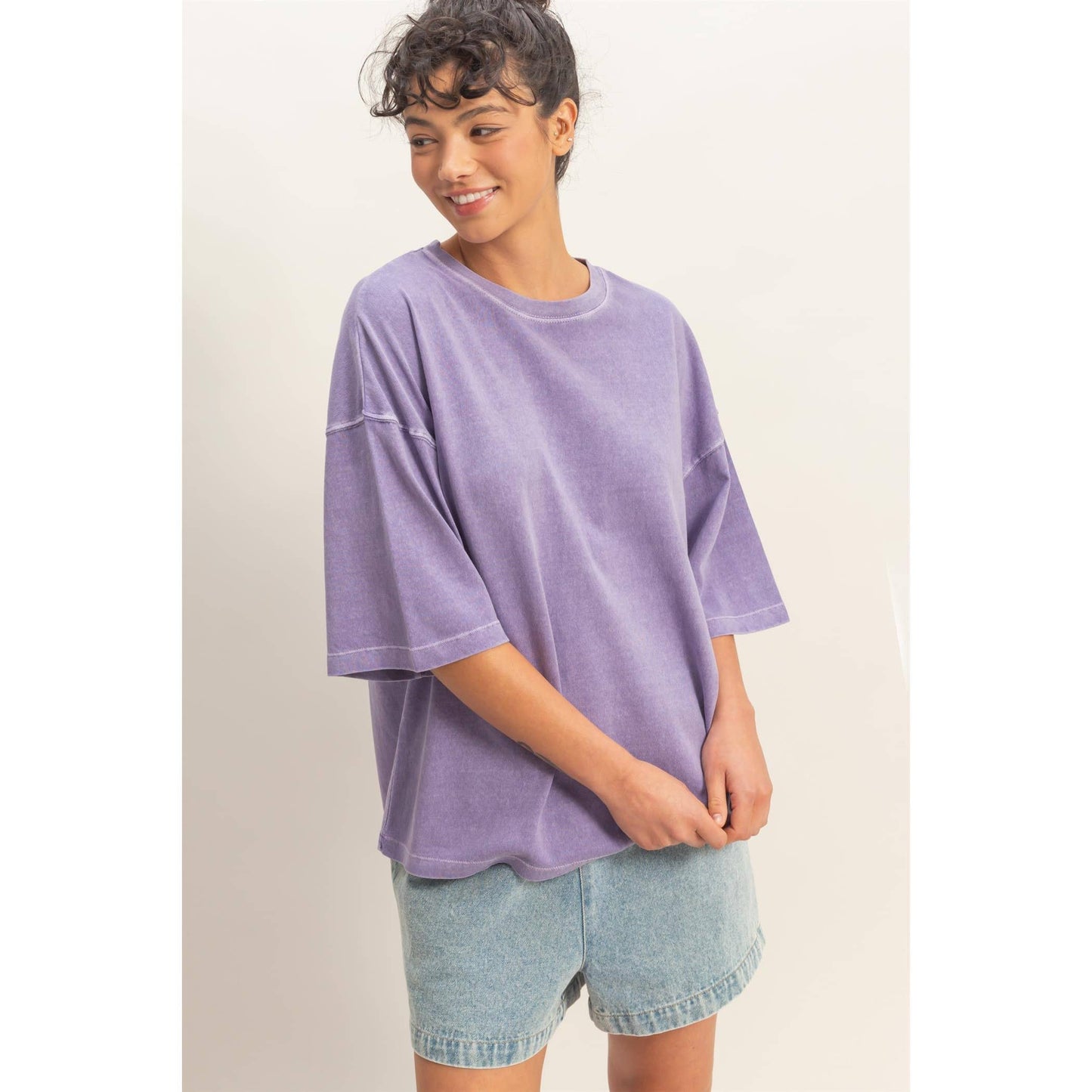 Pigment Dye Oversized Half-Sleeve T-Shirt