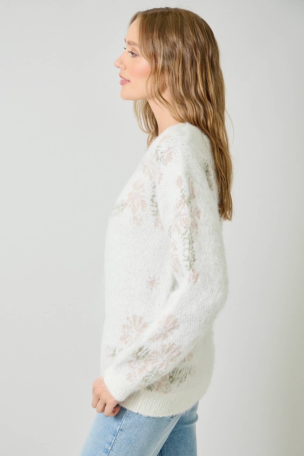 Winter Blues Floral Sweater