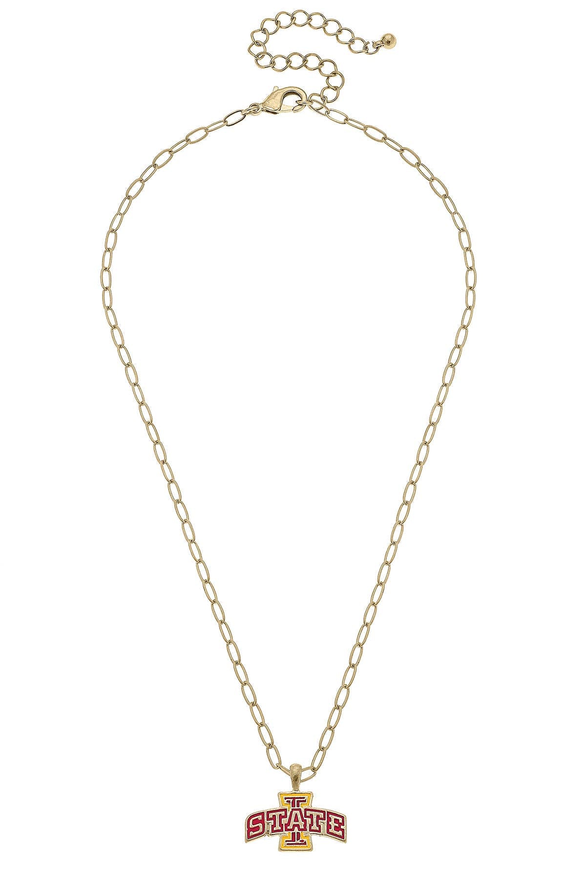 Iowa State Cyclones Enamel Pendant Necklace in Shiny Gold