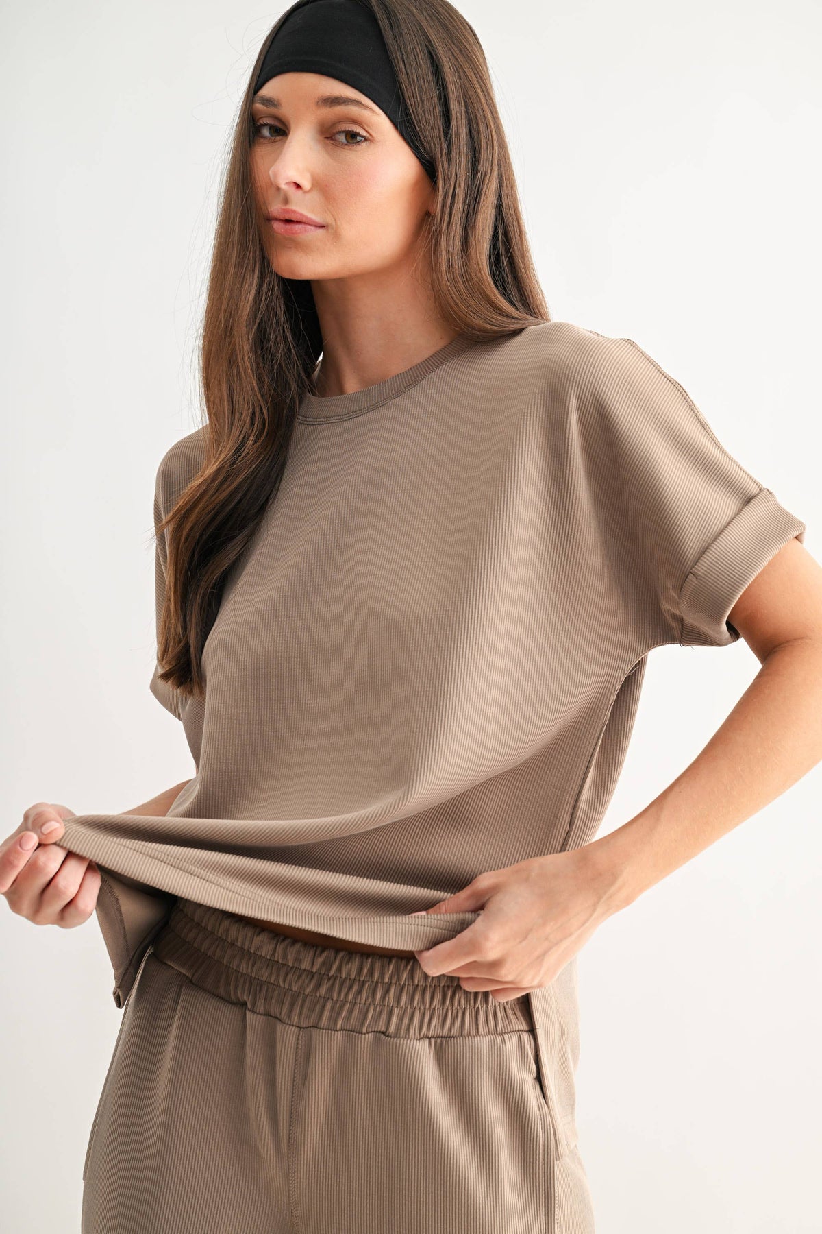 Luxe Sand Wash Rib Lounge Tee