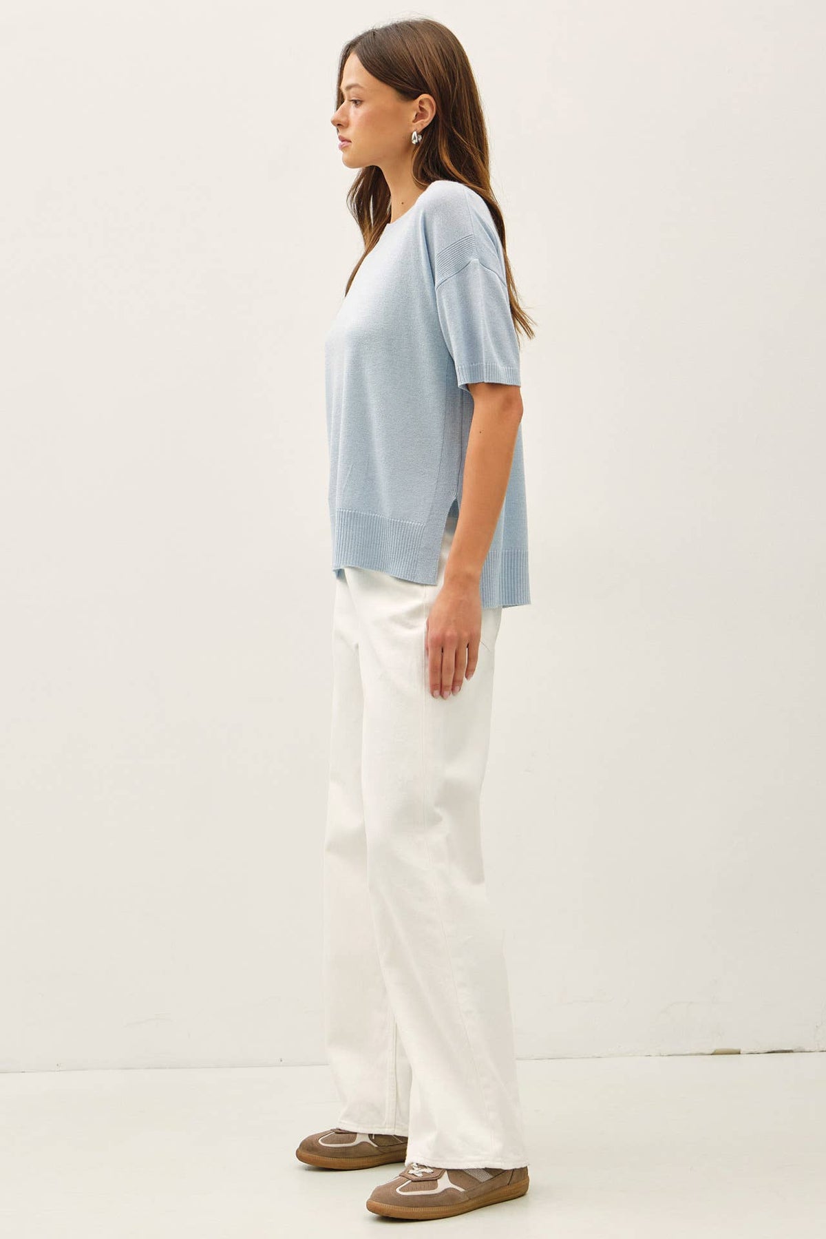Side Split Shortsleeve Sweater