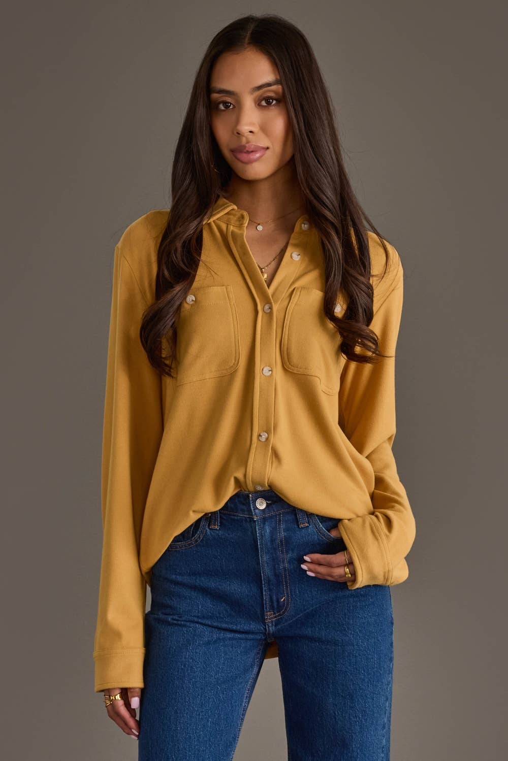 Mustard Super Soft Button Up