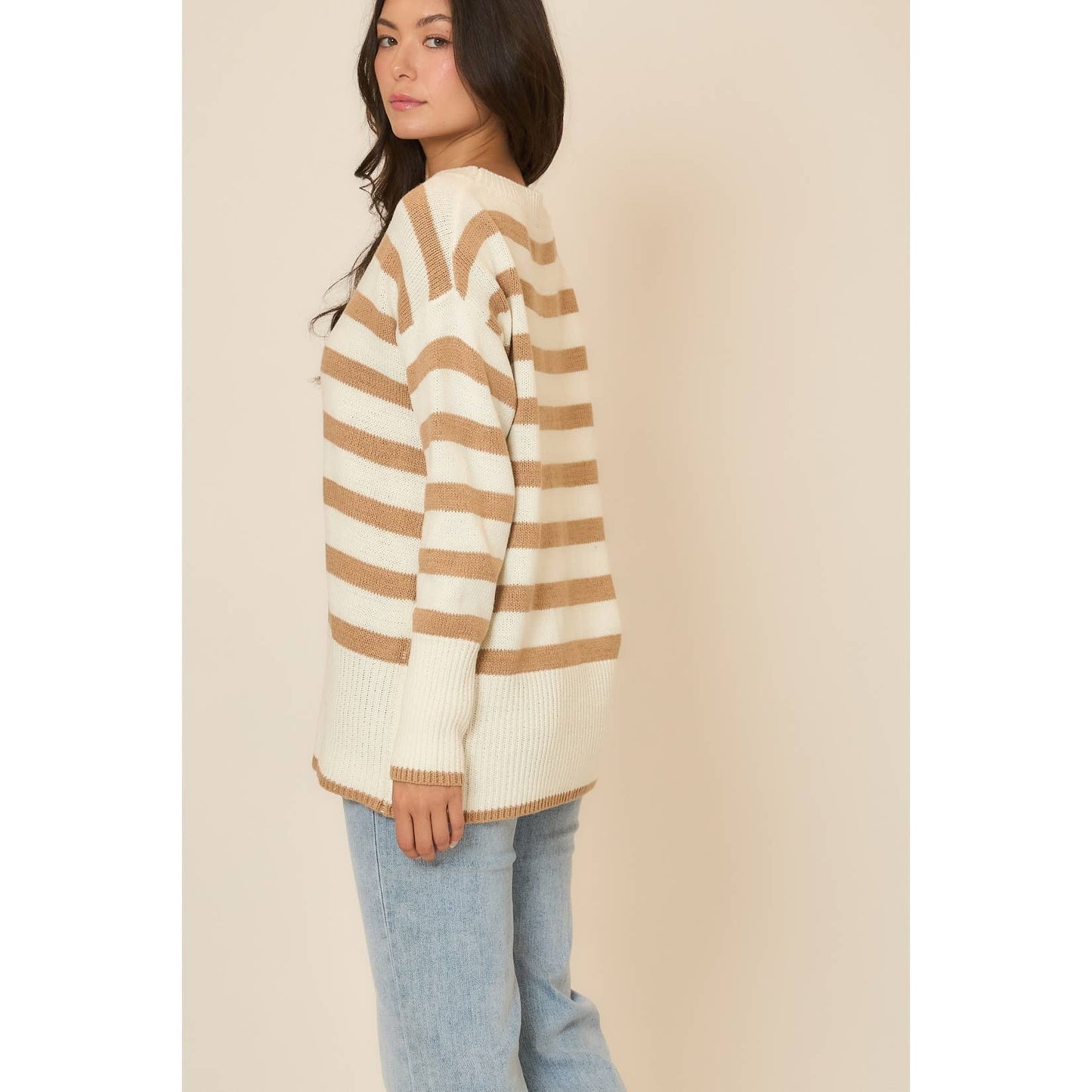 Striped Tunic Knit Sweater