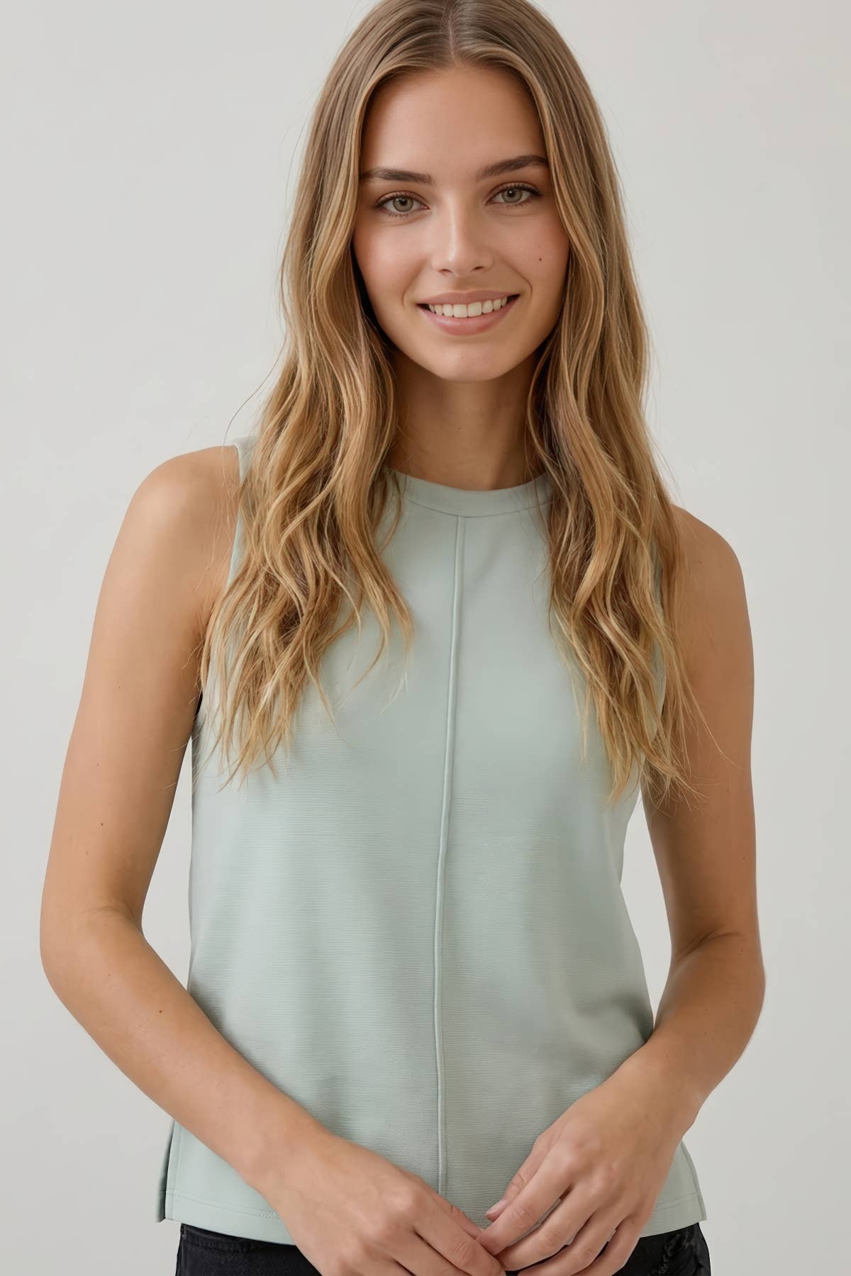 BUTTERY SOFT BRUSHED MODAL SLEEVELESS SWING TOP - 45751T