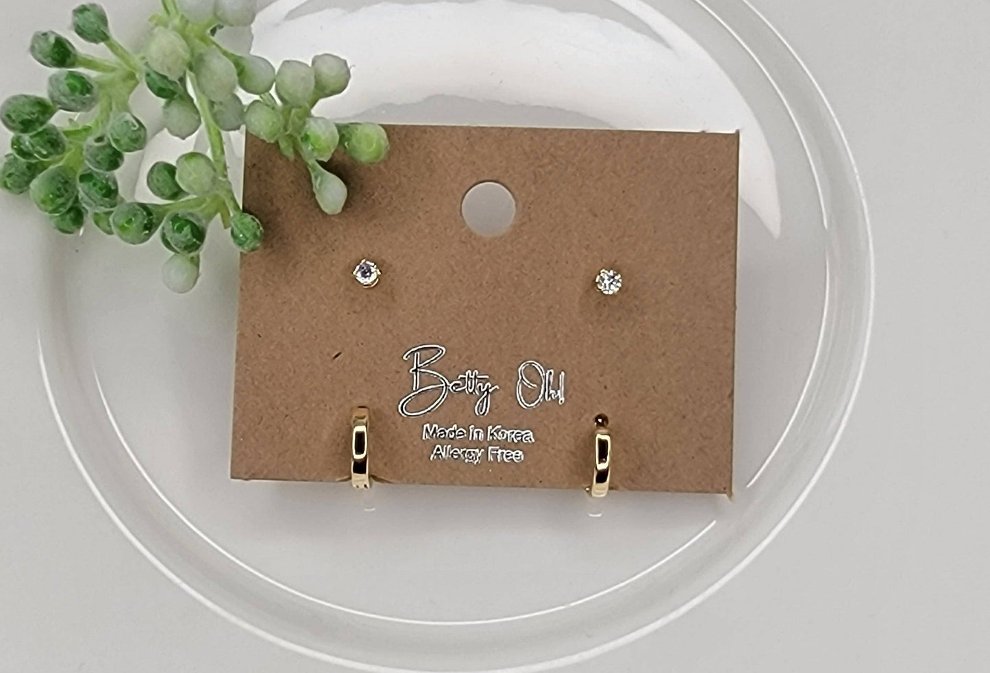 Two Pair Set Stud/clicker Earrings