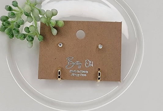 Two Pair Set Stud/clicker Earrings