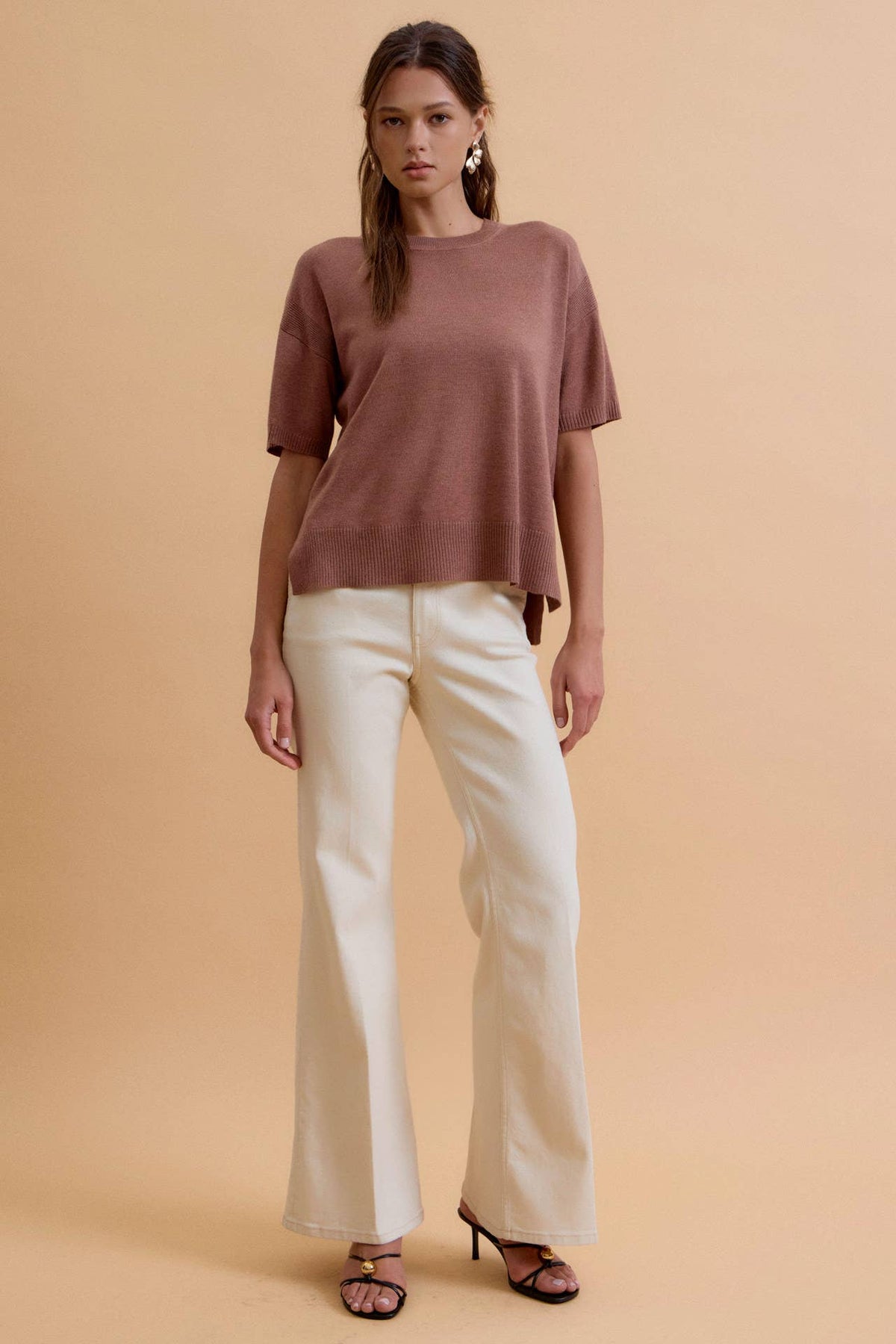 Side Split Shortsleeve Sweater