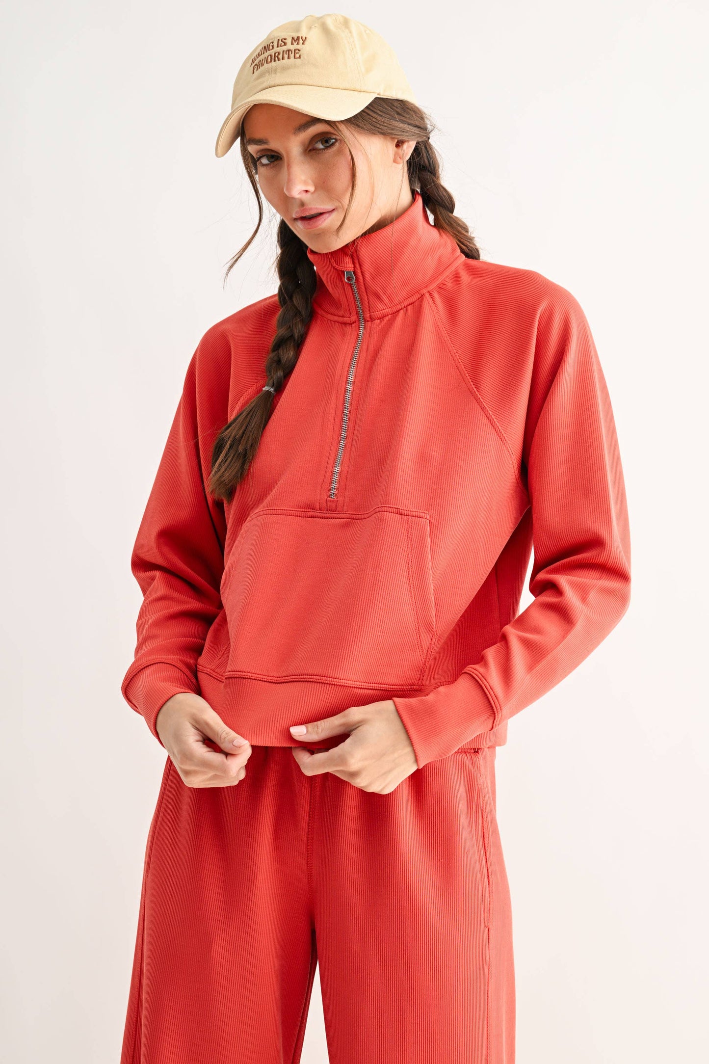 Luxe Sand Ribbed 1/4 Zip Sweater