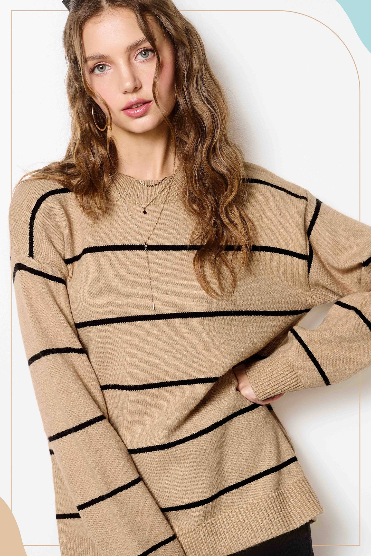 Falling Leaves Crewneck Striped Sweater