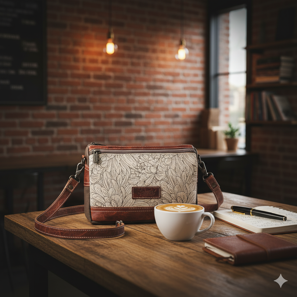 Canvas - Leather Women Crossbody - Platinum/Battleship Gray
