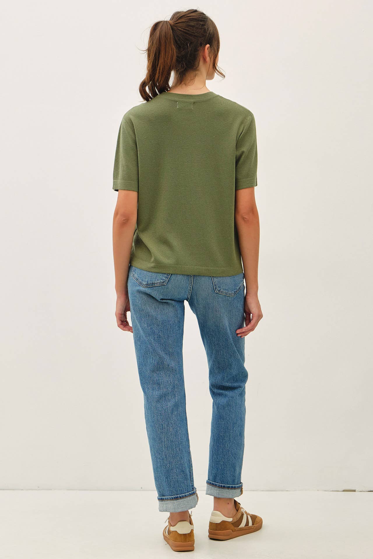 CASHMERE BLENDED SHORT SLEEVE SWEATER