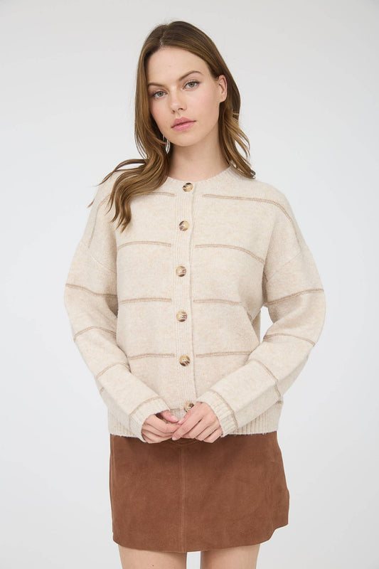 Cardi Girl Striped Button Cardigan