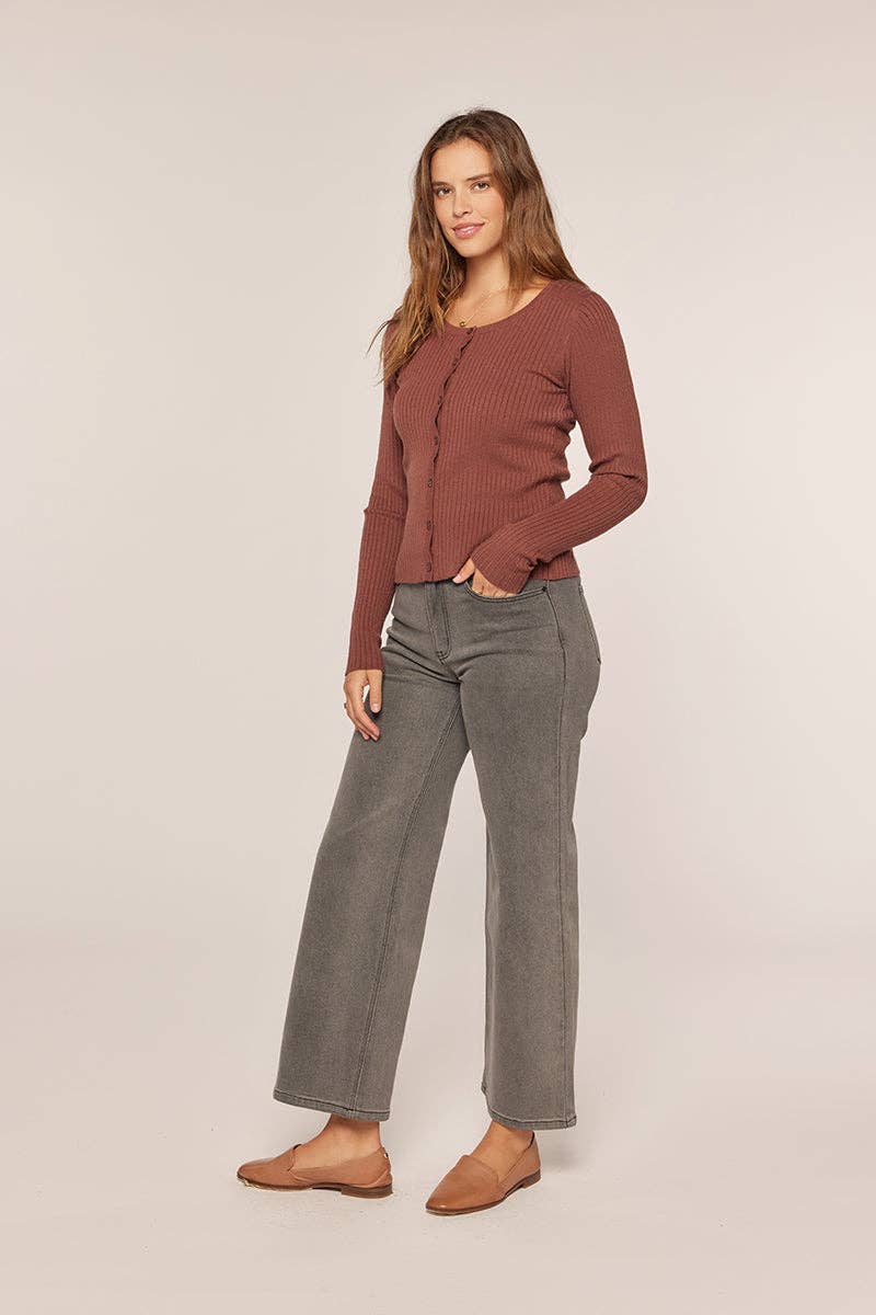 Rusty Ribbed Button Up