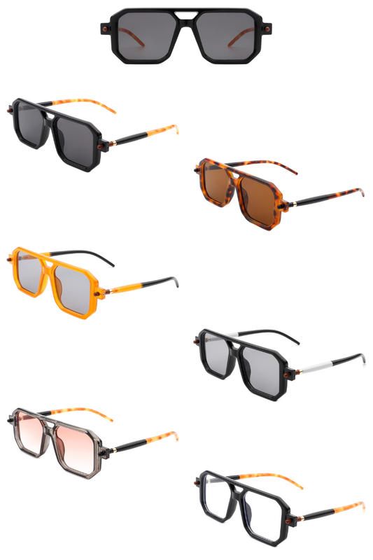 Retro Square Flat Top Brow-Bar Fashion Sunglasses