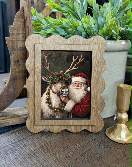 Scallop Classic Santa Framed Canvas Art