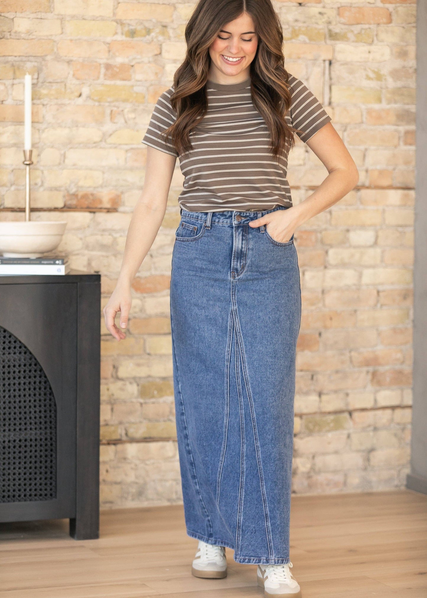 Chloe Essential Brown Striped Tee