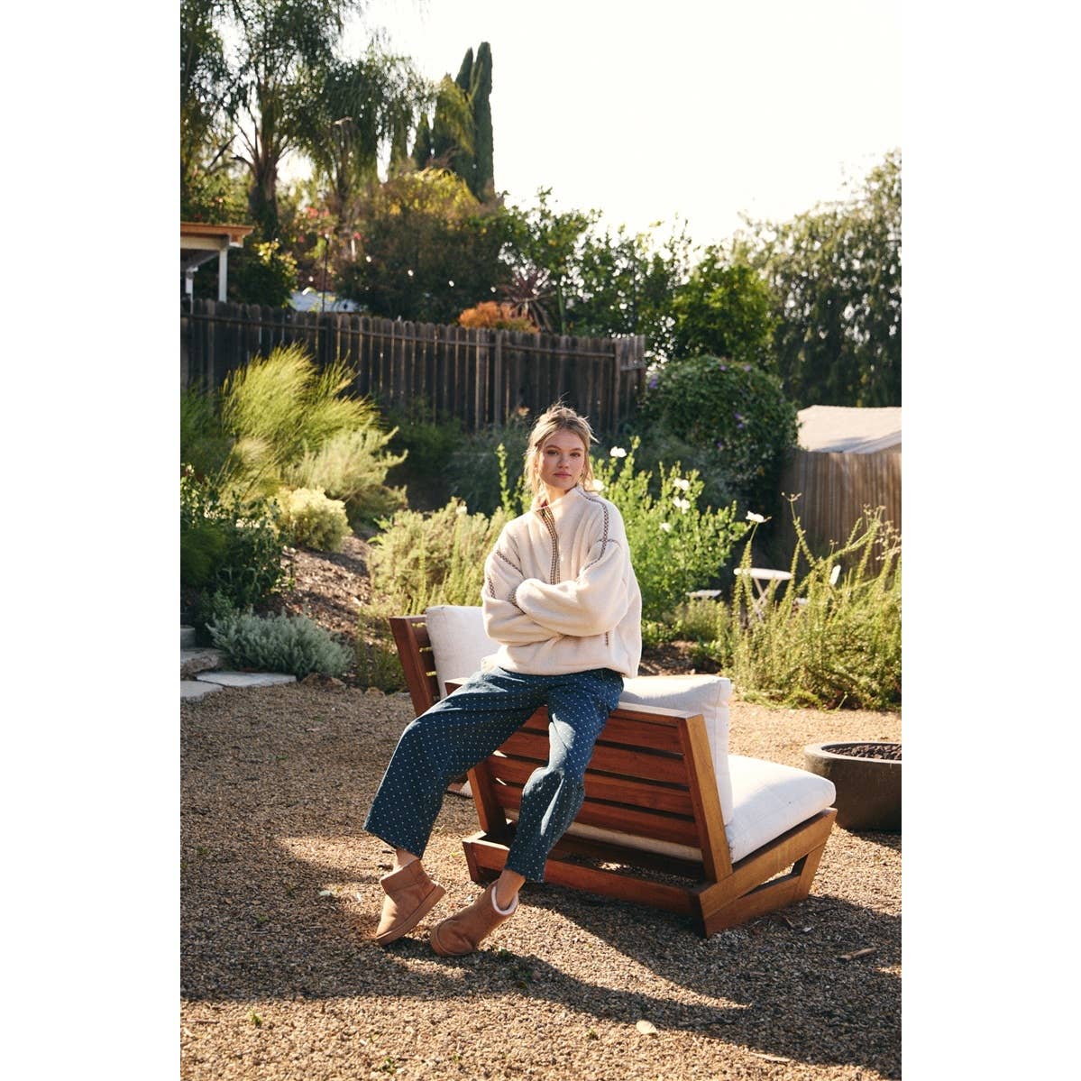 COZY CABIN GINGHAM TRIM SHERPA FLEECE HALF-ZIP PULLOVER