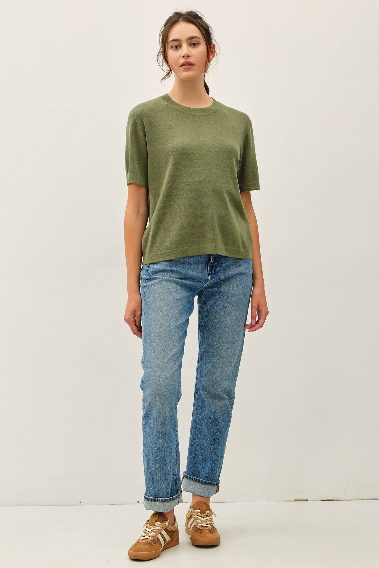 CASHMERE BLENDED SHORT SLEEVE SWEATER